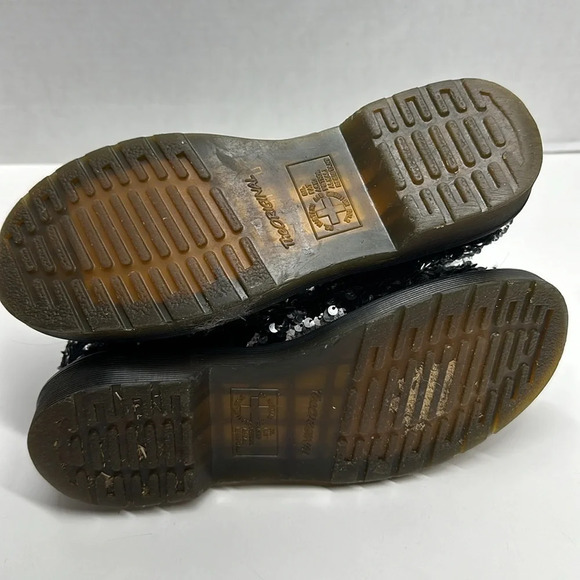 Dr. Martens 1460 Pascal Combat Sequin Black Silver Reversible Boot Womens Size 6 - Picture 9 of 11